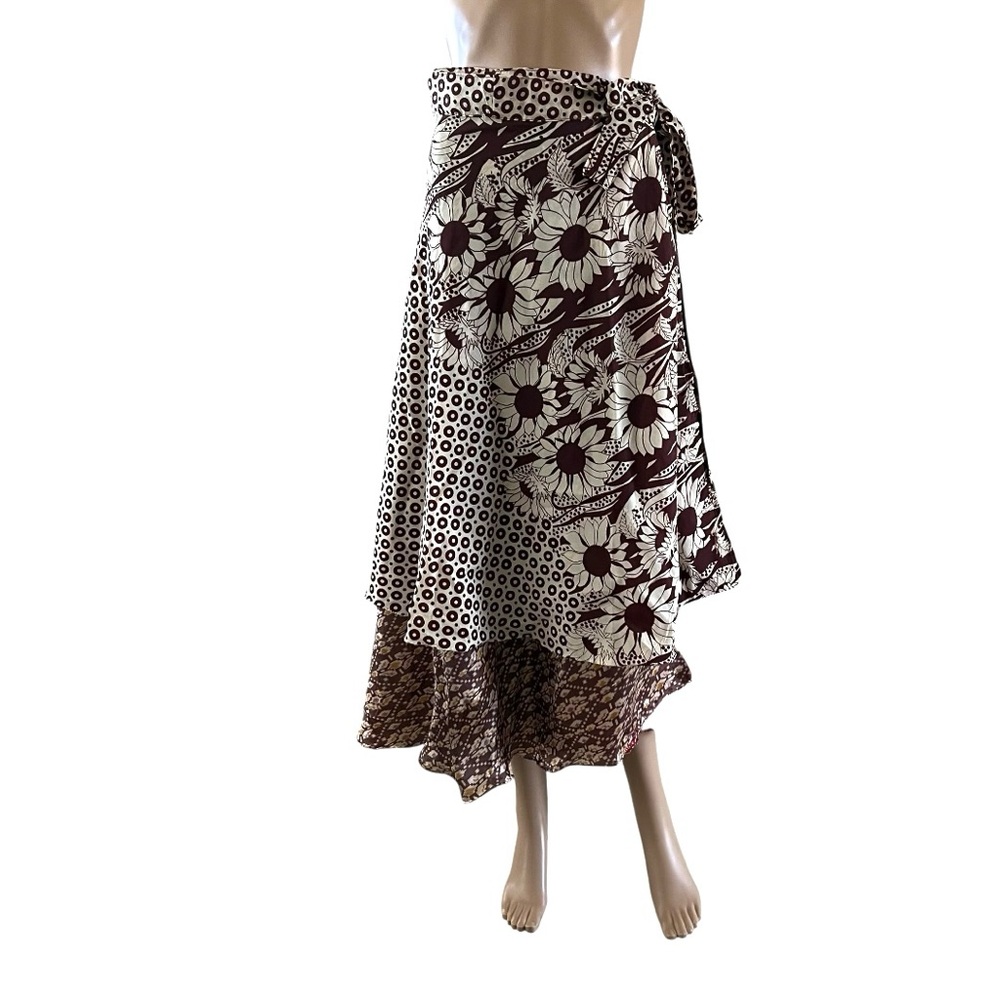 Multi Pattern Layer Wrap Skirt One Size Fits All - image 1